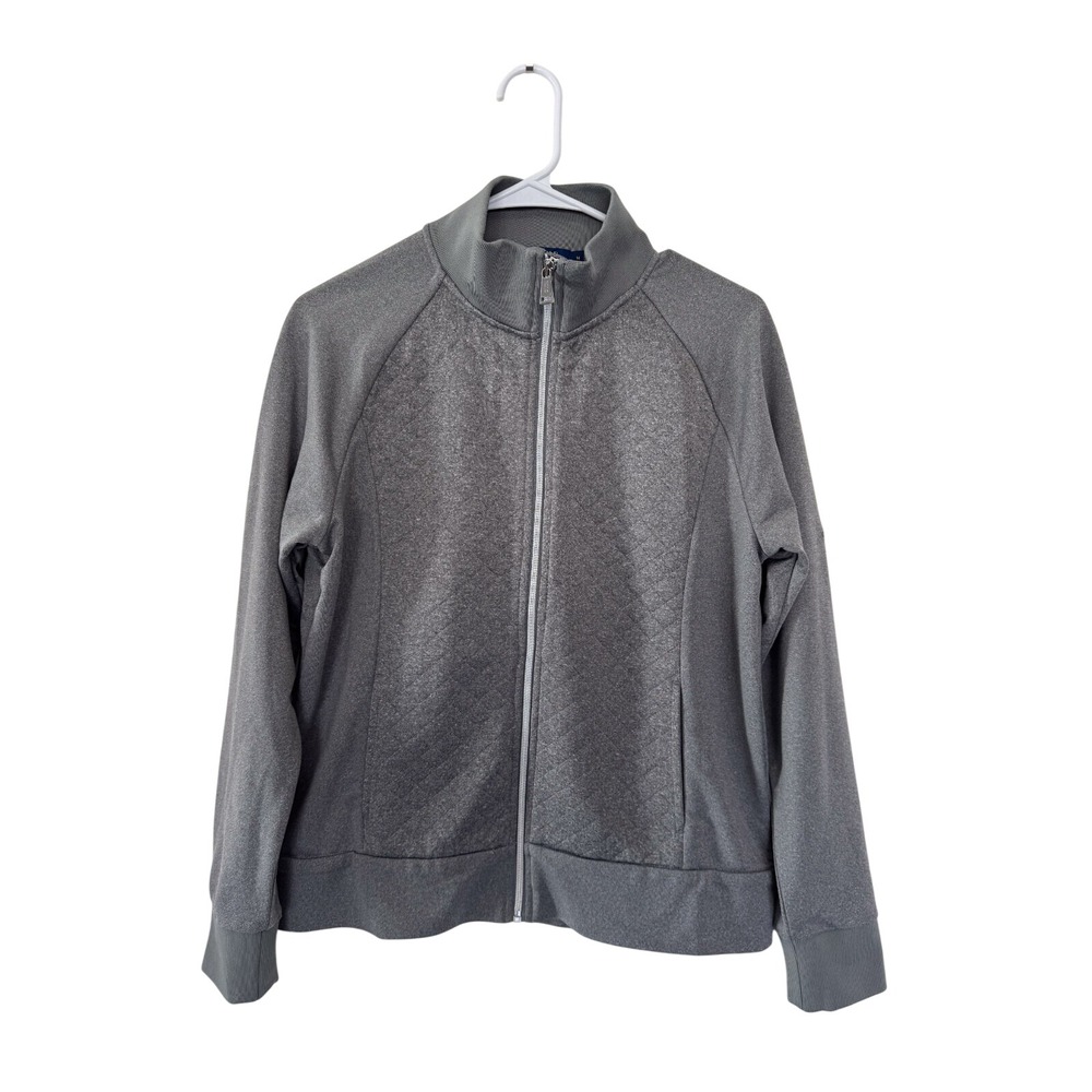 POLO GOLF RALPH LAUREN Women's M Grey Quilted Full Zip Long Sleeve Track Jacket